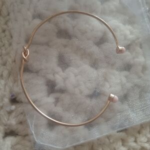 Chic Gold and Pink Open Bangle Bracelet